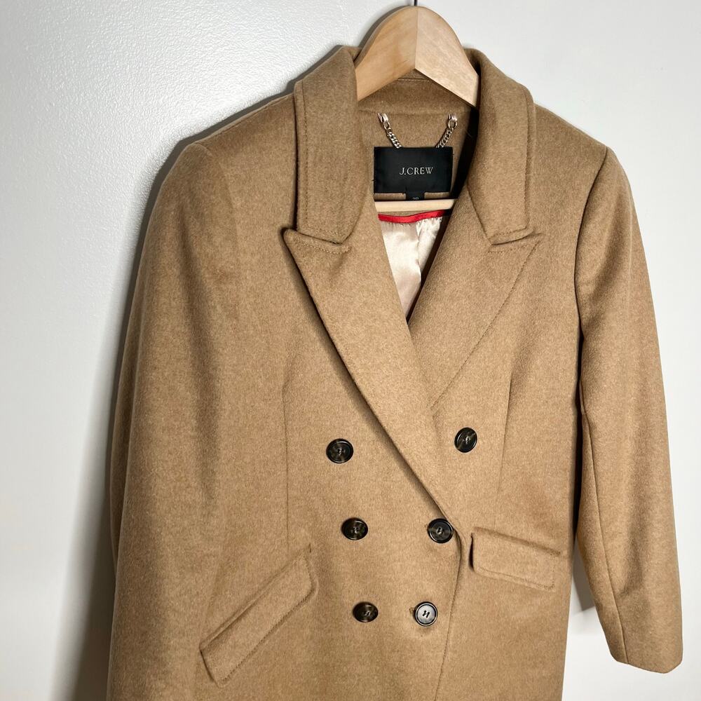 J. Crew Double Breasted Italian Wool Cashmere Coat Jacket Womens 2P Brown - Picture 5 of 13